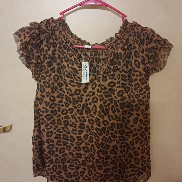 Old Navy Leopard Print Blouse - Brown - Picture 1 of 5
